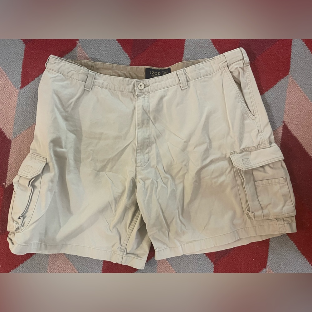 Big Men’s 48 Waist Izod Chino Cargo Shorts Khaki
